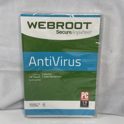 NEW Webroot Secure Anywhere Antivirus Windows 10 Compatible Mac 3 Devices SEALED