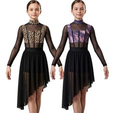 Kids Girls Lyrical Dance For Stage Performance Dress Latin Costume Ballroom