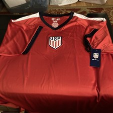 U.S. Soccer Fed. USMNT Adult Game Day Soccer Poly Shirt Jersey T-Shirt L RED