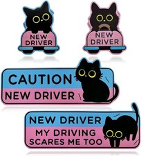 4 PCS New Driver Magnet for Car, Cute Reflective Cat Sticker Reusable Student Dr