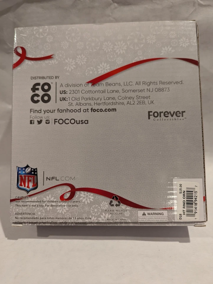 NFL FOCO Houston Texans Football Team Ornaments Set of 4 New In Box Moose & Bear - Image 2 of 4