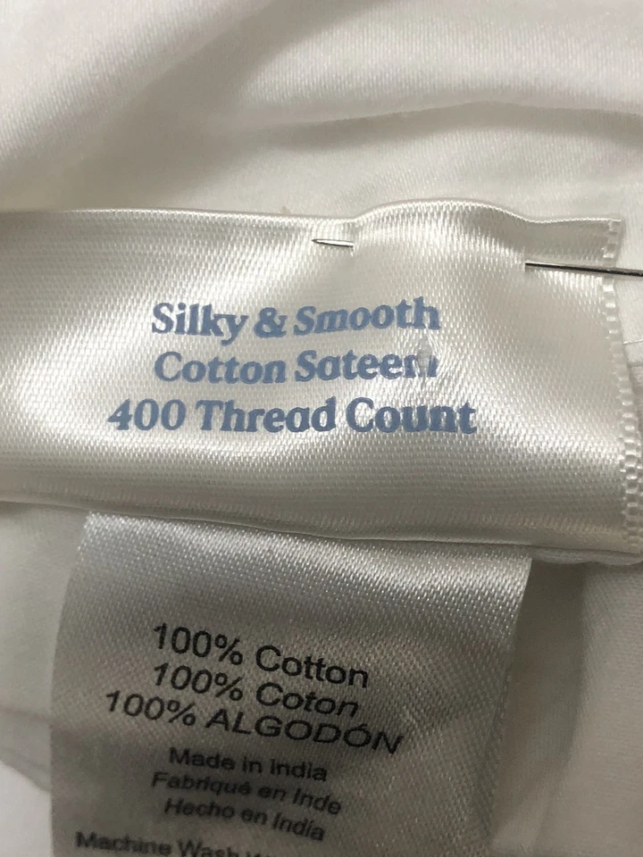 "Sábana plana blanca Nestwell fresca y suave 400 TC algodón satén king 115x101"" usada en excelente estado" Foto 3 de 4
