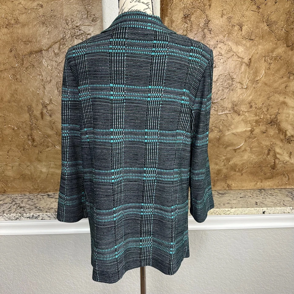 Chaqueta Blazer Misook Mujer Grande Punto Cuadros Texturizado Tejido Acrílico Mezcla Oficina Foto 4 de 4