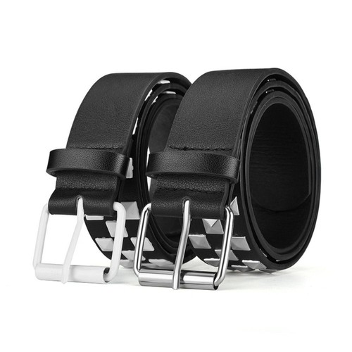Rivet PU Leather Belt Wide Side Ins Jeans Decoration Punk Waist Belt Outdoor - Picture 10 of 16