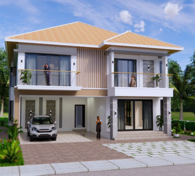 36x40 Feet House Design Plan 11x12 Meter 4 Beds 5 Baths Hip Roof (A4 Hard Copy)