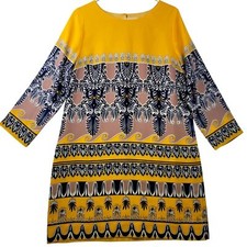 J. Crew Preppy Tribal Paisley Scroll Shift Dress 3/4 Sleeve Size 8