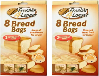 16 FRISCHER 4 LÄNGERE BROT AUFBEWAHRUNGSBEUTEL (2 BOXEN MIT 8 TÜTEN)