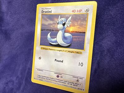 Miscut Pokemon Shadowless Base Set Dratini 26/102 NM Unplayed OC