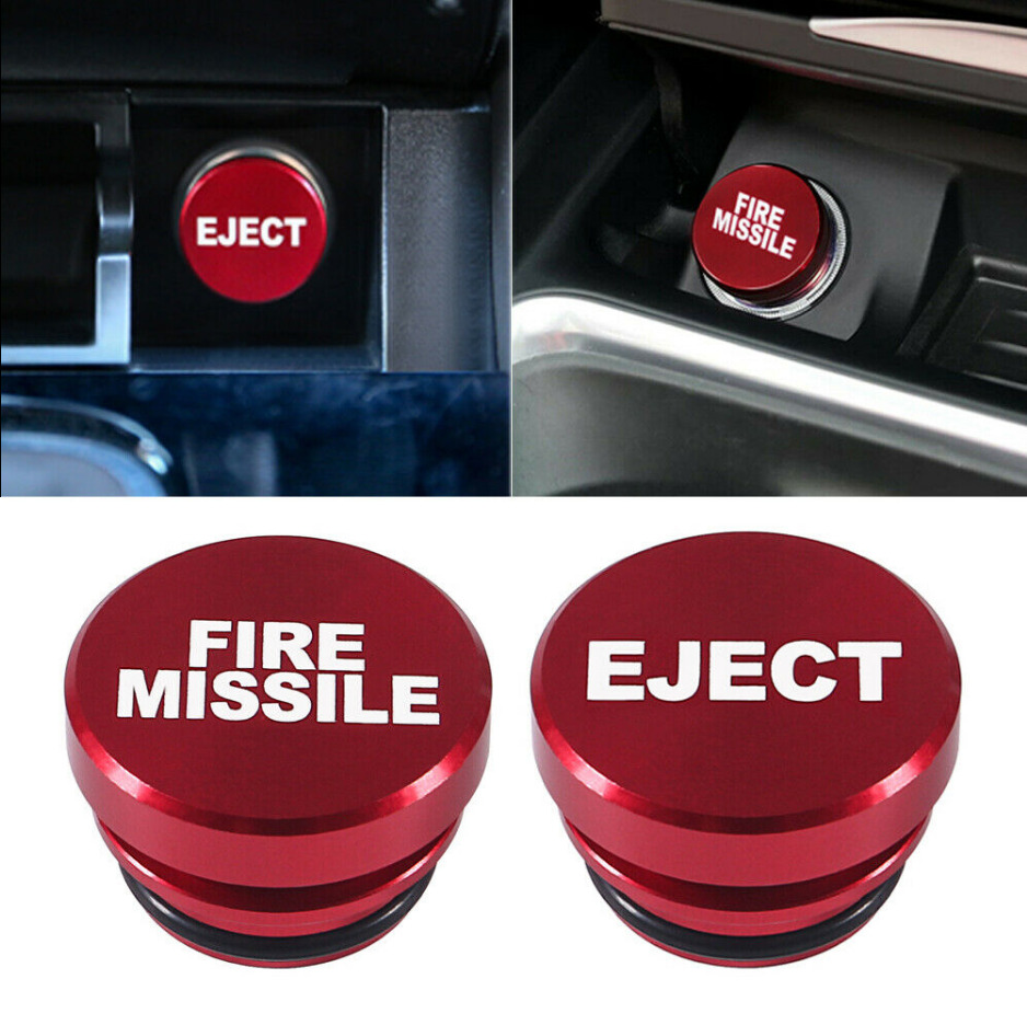 2Pcs Universal Fire Missile Eject Button Car Cigarette Lighter Cover Accessories