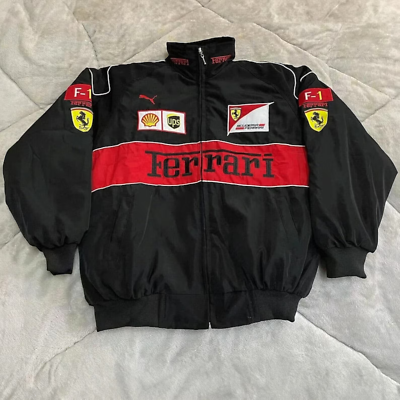 Black Ferrari Jacket - Racing Vintage Jacket, F1 Nascar Jacket