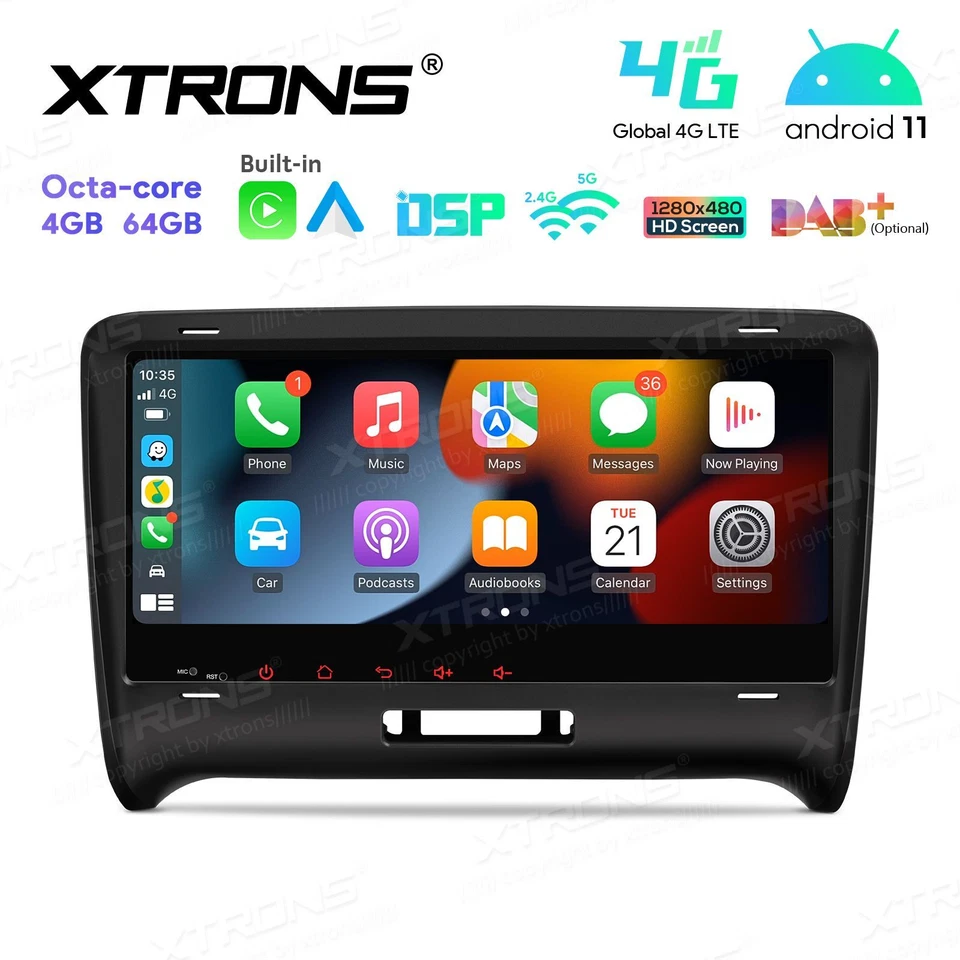 AUTORADIO ANDROID 11 STEREO AUTO 8" AUDI TT MK2 8J 2006-2012 NAVI WIFI CARPLAY  - Immagine 3 di 4