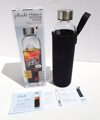 Primula Cold Brew Travel Bottle Glass Iced Coffee To Go Neoprene Sleeve NIB 20oz