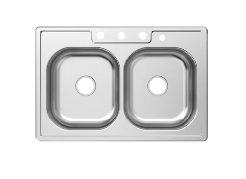 Glacier Bay 33" Drop-In 50/50 Double Bowl 20 Gauge Stainless Steel Kitchen Sink