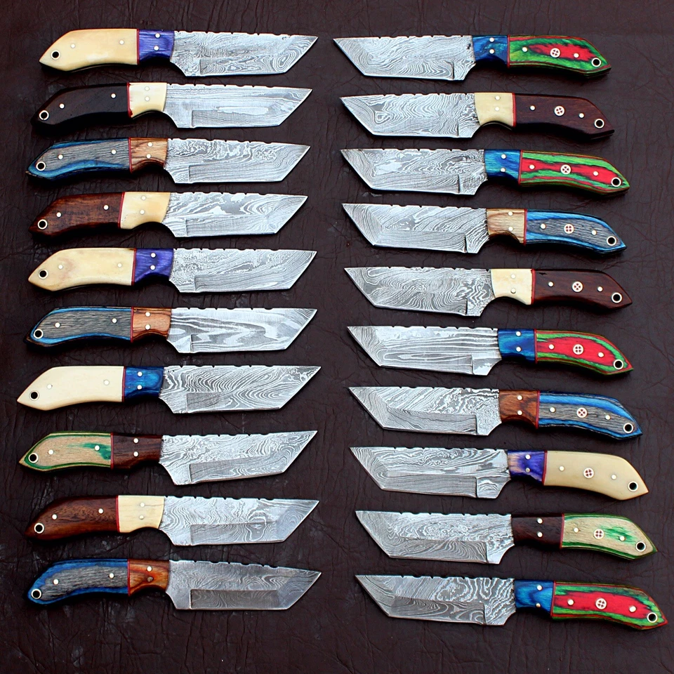 ЛОТ ИЗ 20 ЗАКАЗНЫХ НОЖЕЙ ТАНТО РУЧНОЙ РАБОТЫ ИЗ ДАМАССКОЙ СТАЛИ С НАКЛАДНЫМ МОНТАЖОМ СКИННЕР ОХОТНИЧИЙ - Изображение 2 из 4