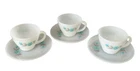 Vintage Fire King Bonnie Blue Floral Milk Glass Cup+ Saucer- Set of 3