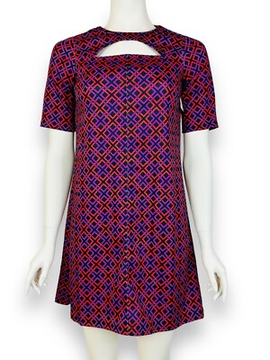 River Island Geometric Mini Dress Women's US UK Black Purple Red $118 