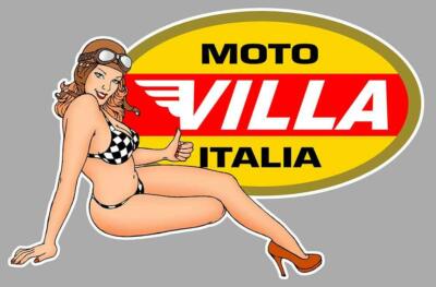 MOTO VILLA right pin up right vinyl sticker laminated