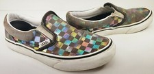 Vans Classic Lowtop Slip-On Checkerboard Iridescent Rainbow Kids Size 3