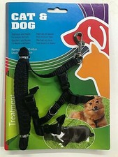 BLACK LEASH 120CM DOG OR CAT SIZE MEDIUM ADJUSTABLE WRAP HARNESS