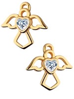 Ohrringe Gold Engel Herz 18K Gelbgold Vergoldet Schutzengel Damen Ohrstecker