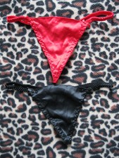 FREDERICK'S OF HOLLYWOOD Vintage 90's New Silk G-String Panties. 2 Pairs. S/M