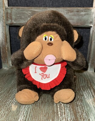 Vintage Sensor Whistle Monkey Gorilla Ape I Love You Bib Works Stuffed Animal