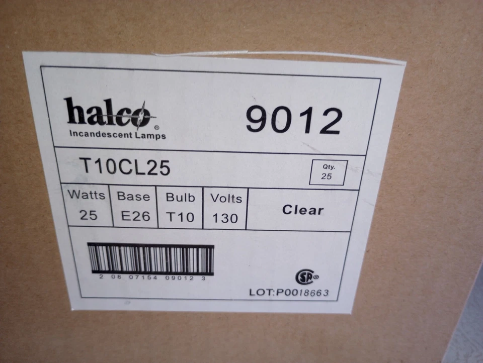 New 25pc Master Case Of Halco Clear 25w T10 Tubular Picture Curio Light Bulbs - Image 2 of 2