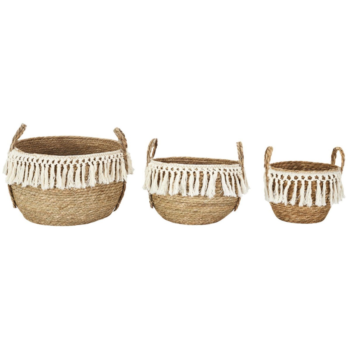 Panier tressé naturel 33cm lot de 3 paniers pour organiser vos étagères