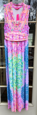 chinese dress ladies Lilly Pulitzer Pearce Maxi Dress Multi Sunshine Vibes LG at Amazon Women's  Clothing store main image 0