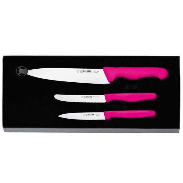 Giesser Messer Set 3-Tlg. Kochmesser Universalmesser & GemüSemesser Pink 9851 Pi-image