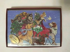 Leanin Tree Christmas Cards Box Of 10 With Envelopes, Dogs With Sleigh 