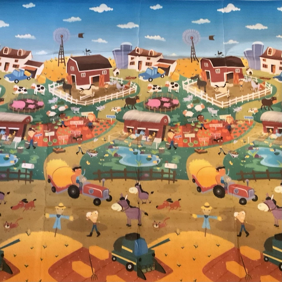 Alfombra de Juego Prince Lionheart - Ciudad/Granja Doble Cara Como Nueva 78x70 Pulgadas Foto 4 de 4