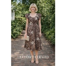 Ulla Johnson Nanette Midi Dress 00 Brown NEW