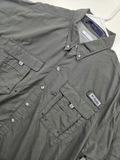 Columbia PFG Short Sleeve Button Up Mens Size L Bahama Omni Shade Grey Fishing