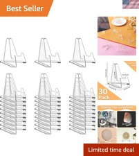 30 Pack Mini Acrylic Card Easel Stands - Clear Display for Sports & Coins
