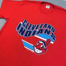 Vintage Cleveland Indians Shirt Mens XL MLB Baseball Trench Chief Wahoo 80s 90s