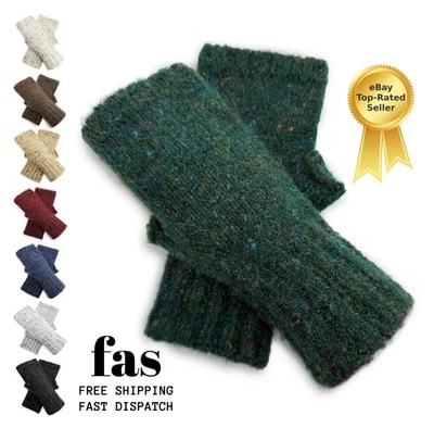 FASHIONATORS Women's Fingerless Gloves Wool Blend Winter Soft Knitted Wrist Warmers Gloves