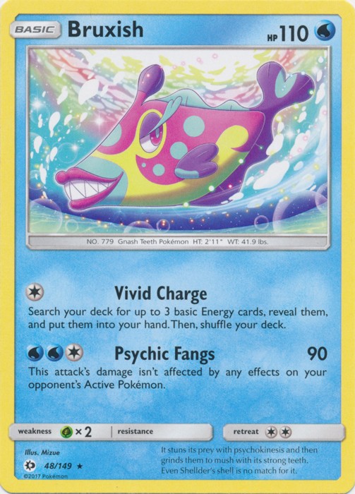 Bruxish - 48/149 - Rare (Near Mint) Sun and Moon Base Set - Water Pokémon