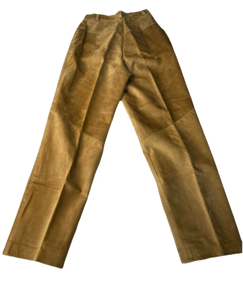 Danier Womens 6 Brown Genuine Leather Pants Straight Leg Canada Lined Vintage - Image 2 of 4