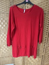 Ladies BHS Red Long Sleeve Knit Pocket Shift Dress Size 18
