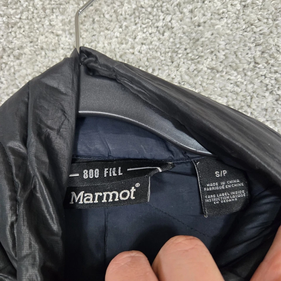 Chaqueta acolchada Marmot Down 800 Fill para mujer pequeña ligera negra cremallera completa Foto 3 de 4