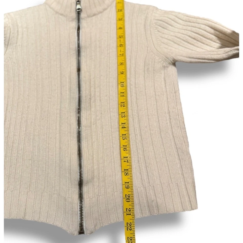 Cárdigan Suéter Cárdigan D&G Vintage Años 2000 Beige Tejido Lana Cremallera Cuello Simulado Y2K Lujo Foto 4 de 4