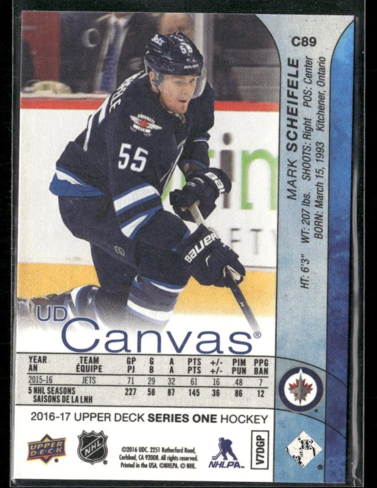 2016-17 Upper Deck Mark Scheifele UD Canvas #C89 Winnipeg Jets - Image 2 of 2