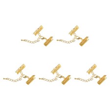 20Sets Ribbon Crimp Clamp Ends Lobster Claw Clasps Chain 20mm Gold Tone