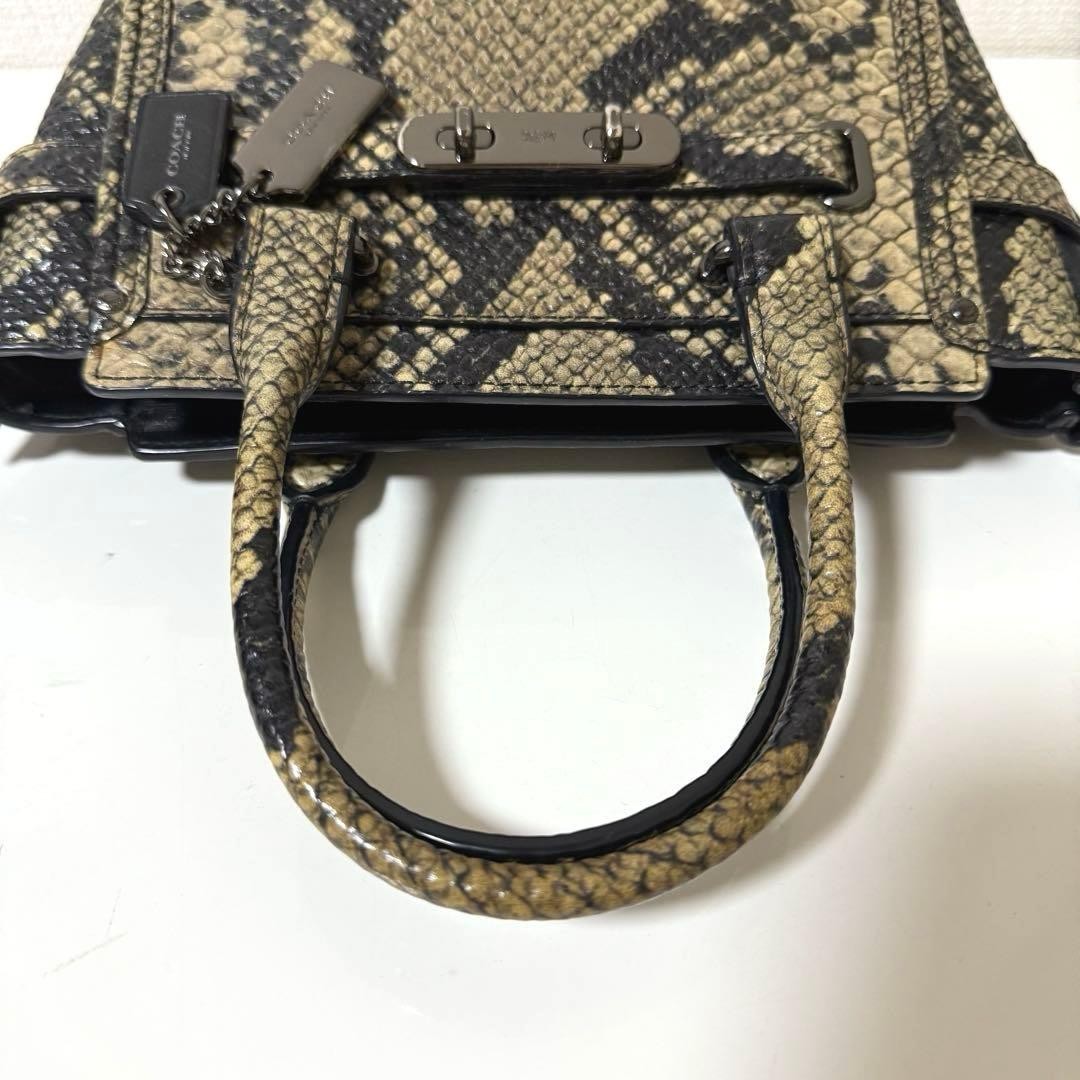 Coach Python Embossed 2-Way Handbag Crossbody Lea… - image 10