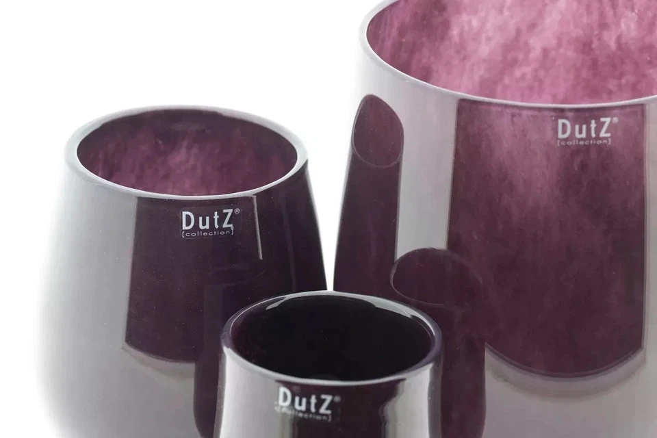 NEU - Dutz Vase BARREL, Farbe Pflaume, dickes Glas, Windlicht, verschied. Größen - Bild 2 von 2