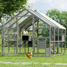 Large Wooden Chicken Coop Walk-in Poultry Cage Hen Run House with Resting Boxes