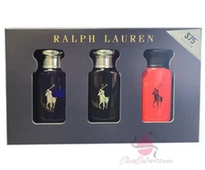 Polo Ralph Lauren 3 Pc-1.0 oz EDT Spray -Polo Blue+Polo Black+Polo Red