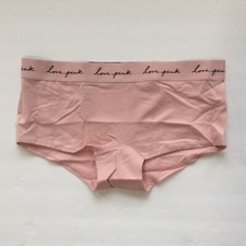 PINK Victoria's Secret Women's Logo Boyshort Panty Size Large Rose Pink Cotton
