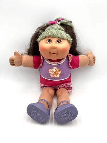 2004 Cabbage Patch Kids Play Along  Doll PA-7 Brown Green Hair CPK outfit Shoes